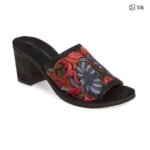 Jeffrey Campbell Satin Pushpita Embroidered Suede Mule 8